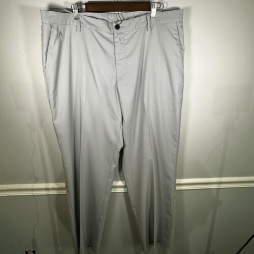 Adidas Golf Light Gray‎ Flat Front Climalite Wicking Chino Pants 40 X 32 - Picture 2 of 7